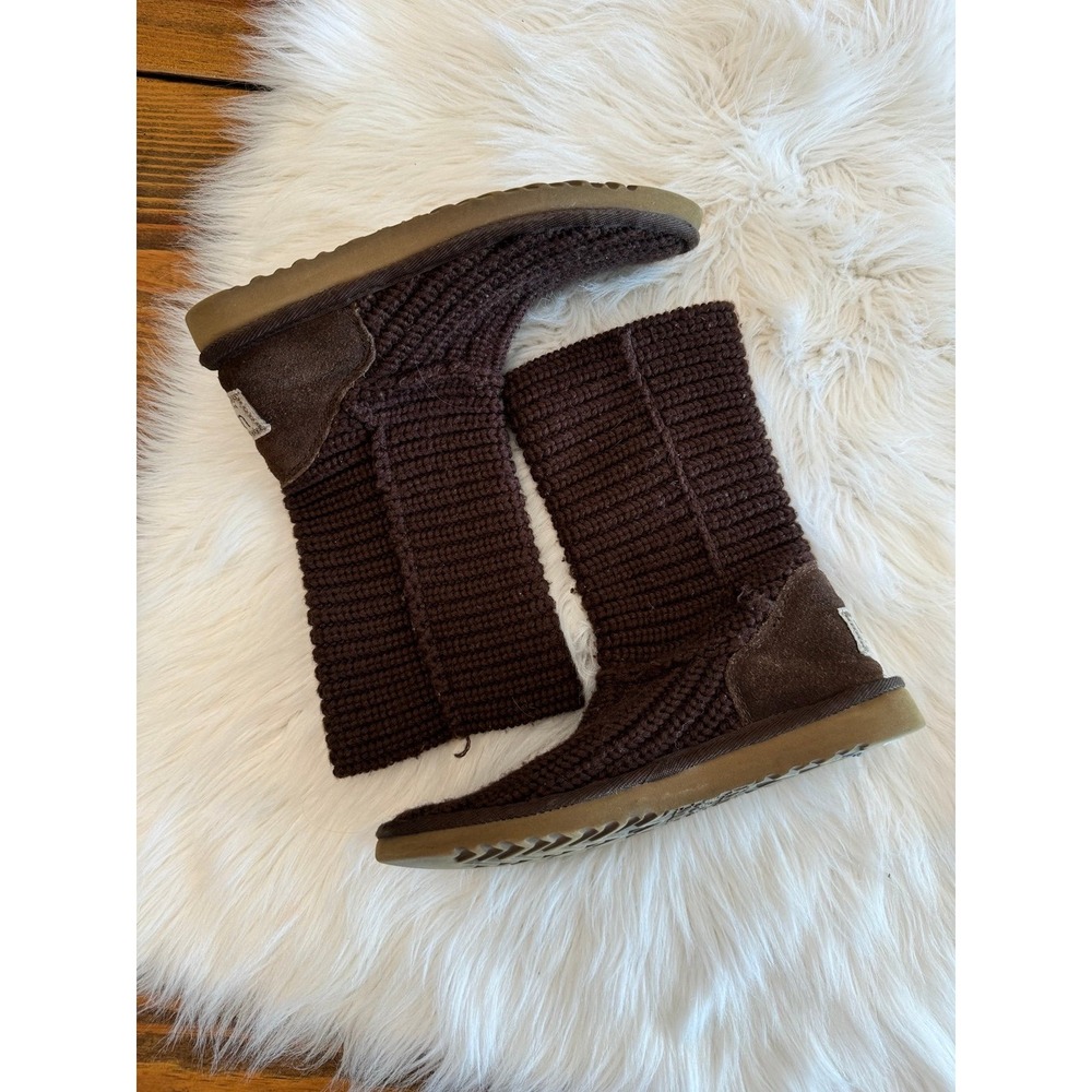 UGG‎ S/N 5857 Classic Cardy Brown Knit Pull On Ankle Boots Women's US 6